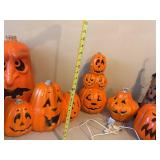 Vintage Halloween Pumpkin Decor Lot 9 Pc Light-Up Blow Mold Style