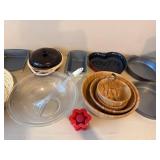 Assorted Kitchen Bakeware Serving Bowls Glass Wood Pan Set