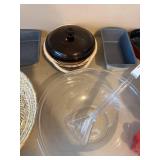 Assorted Kitchen Bakeware Serving Bowls Glass Wood Pan Set