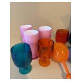 Vintage Plastic Drinkware Lot Tupperware Tumblers Goblets Mixed Colors