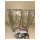 Pair of Clear Solid Glass Tapered Square Vases Planters w River Rocks