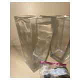 Pair of Clear Solid Glass Tapered Square Vases Planters w River Rocks