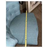 Blue Tufted Accent Chair Nailhead Trim Upholstered Barrel Back