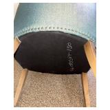 Blue Tufted Accent Chair Nailhead Trim Upholstered Barrel Back