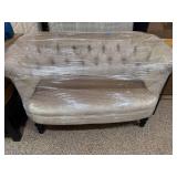 Pier 1 Tufted Upholstered Loveseat Barrel Back Beige 57x31x36