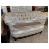 Pier 1 Tufted Upholstered Loveseat Barrel Back Beige 57x31x36