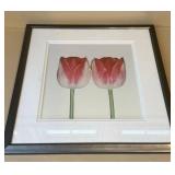 Imagea Under Glass Framed Pink Tulip Floral Wall Art Print 24x22