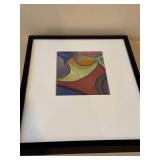 Framed Abstract Wall Art Print Black Frame Matted 17x21 Decor