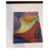 Framed Abstract Wall Art Print Black Frame Matted 17x21 Decor