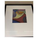 Framed Abstract Wall Art Print Black Frame Matted 17x21 Decor