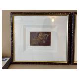 Pair Signed Framed Abstract Art Prints Symbols of Music & Coming Sun