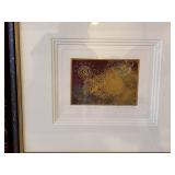 Pair Signed Framed Abstract Art Prints Symbols of Music & Coming Sun