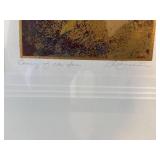 Pair Signed Framed Abstract Art Prints Symbols of Music & Coming Sun