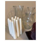 Home Decor Candle & Vase Lot Yankee Candle Glass Vases White Tapers