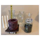 Home Decor Candle & Vase Lot Yankee Candle Glass Vases White Tapers