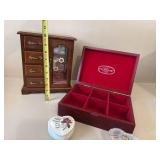 4 Decorative Trinket & Jewelry Boxes Wood Porcelain Glass Mixed