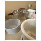 Mixed Home Decor Lot Ceramic Planters Glass Vases Wood Tray
