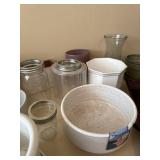 Mixed Home Decor Lot Ceramic Planters Glass Vases Wood Tray