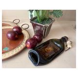 Pair of Round Wood Metal Serving Trays Ring Handles Rustic Decor