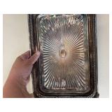 6 Pc Decorative Tabletop Lot Silverplate Server Pewter Glass Candles