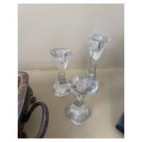 6 Pc Decorative Tabletop Lot Silverplate Server Pewter Glass Candles