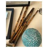 Bamboo Wind Chime Dragonfly Accent Hanging Decor Natural Burned Finish