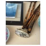 Bamboo Wind Chime Dragonfly Accent Hanging Decor Natural Burned Finish