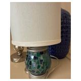 3 Table Lamps Lot Blue Glass Mosaic Accent Lamps Mixed Styles