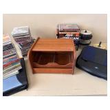 Assorted Music CD Lot with Wooden Roll Top Storage Cabinet Organizer