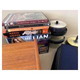Assorted Music CD Lot with Wooden Roll Top Storage Cabinet Organizer