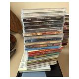 Assorted Music CD Lot with Wooden Roll Top Storage Cabinet Organizer