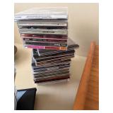 Assorted Music CD Lot with Wooden Roll Top Storage Cabinet Organizer