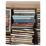 Assorted Music CD Lot with Wooden Roll Top Storage Cabinet Organizer
