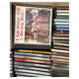 Assorted Music CD Lot with Wooden Roll Top Storage Cabinet Organizer