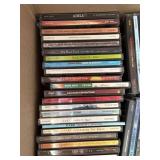 Assorted Music CD Lot with Wooden Roll Top Storage Cabinet Organizer