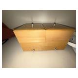 Wood Jewelry Box Organizer & White Faux Croc Valet Tray Set