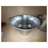 Pair Galvanized Metal Buckets Tubs w Handles Farmhouse Decor 10in