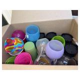 Assorted Plastic Drinkware Lot Stemless Wine Cups Tumblers Travel Mug
