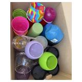 Assorted Plastic Drinkware Lot Stemless Wine Cups Tumblers Travel Mug