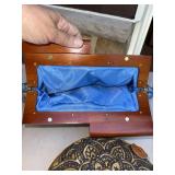 3 Pc Novelty Handbag Lot Wooden Frame Woven Shell Boho Bags