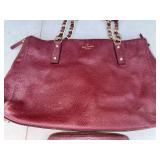 Kate Spade Pebbled Leather Tote & Zip Wallet Burgundy See Photos