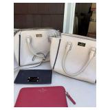 Kate Spade Handbag & Wallet Lot 4 Pc Cream Satchels Pink Zip Wallet