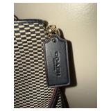 Coach New York Woven Shoulder Bag Black Cream Leather Trim Purse