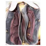 Coach New York Woven Shoulder Bag Black Cream Leather Trim Purse