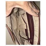 Michael Kors Saffiano Leather Tote Bag Burgundy Zip Top MK Charm