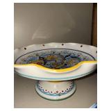 Ceramica Nova Deruta Pedestal Centerpiece Bowl Hand Painted Italy