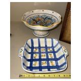 Ceramica Nova Deruta Pedestal Centerpiece Bowl Hand Painted Italy