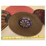 Decorative Platter Bowl Set Floral Pottery Mosaic Wall Decor 3 Pc