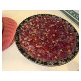 Decorative Platter Bowl Set Floral Pottery Mosaic Wall Decor 3 Pc