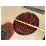 Decorative Platter Bowl Set Floral Pottery Mosaic Wall Decor 3 Pc